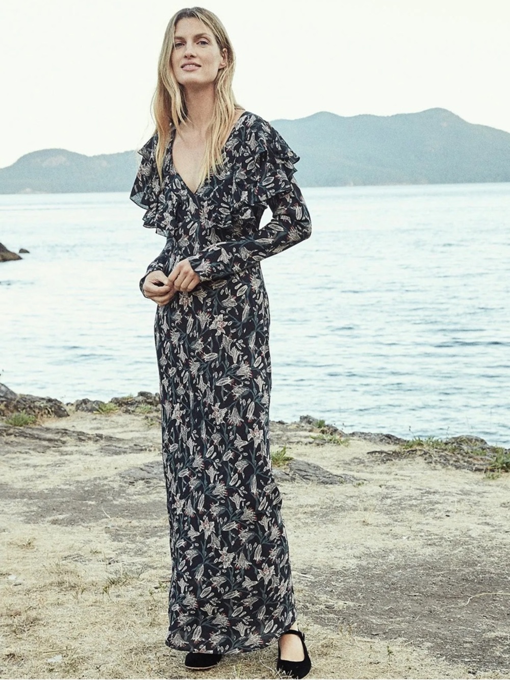 DÔEN Whistler Floral Silk Maxi Dress Medium *NWOT*